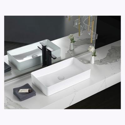 China Wholesale Modern Customizable Countertop Ceramic Lavabo Rectangular Toilet Hand Sink Bathroom Ceramic Vessels Down for sale