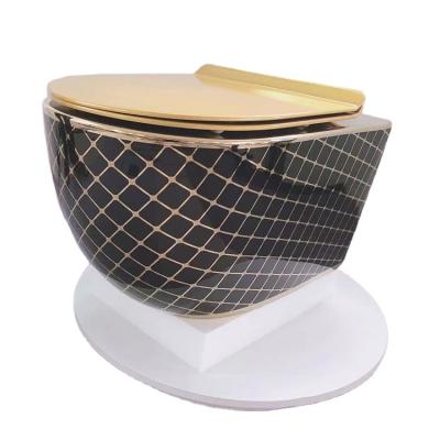 China Modern Hot Selling Luxury Black And Gold Wall Hanging Toilet Seatbathroom for sale