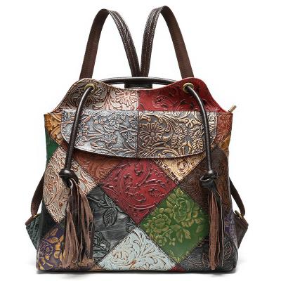 China Wholesale Multifunctional Embossed New Retro First By Large Capacity Layer Tassel Handbag Shoulder Bag Cowhide Cowhide Wholesale for sale