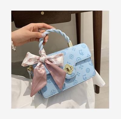 China Daily Life Summer Fashion Ladies Cross - Bowknot Scarf Silk Handbag Body Bag Personalized Cute Printing School Bag for sale