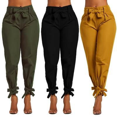 China Wholesale Elastic High Waist Harem Pants Women Anti-pilling Spring Female Lady Black Trousers Belt Office Pants Fashion Ninth Summer for sale