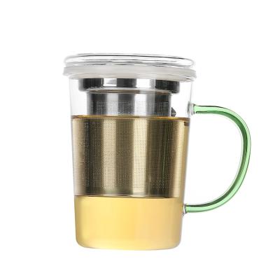 China Infuser Thermo Viable Shock Resistant Mug Glass Tea Coffee Mug With Lid Glass Tea Mug for sale