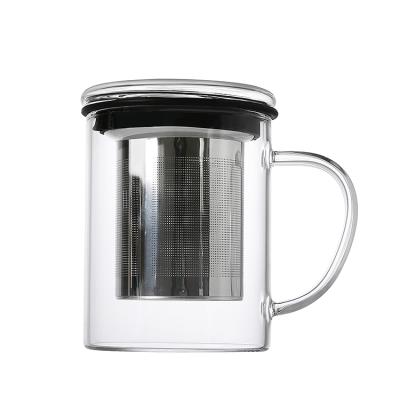 China Infuser Thermo Viable Shock Resistant Mug Glass Tea Coffee Mug With Lid Glass Tea Mug for sale