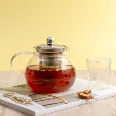 China Viable Cold And Heat Resistant With Strainer Teapot Glass Handle Glass Pot Clear Glass Coffee Pot for sale