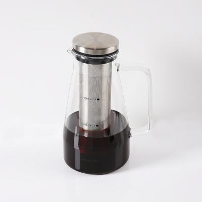 China High Quality Viable Glass Insulated Coffee Tea Kettle Coffee Pot 1000ml Handmade Clear Glass Teapot for sale