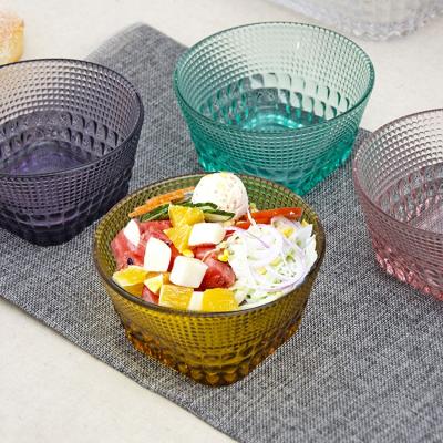 China Colorful Viable With Pattern Glass Bowl Use Dessert Bowl Kids Ice Cream And Candy Home Bowl for sale