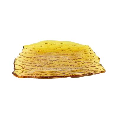 China Viable Hot Sale Glassware Wholesale Premium Amber Glass Plate Dinner Dish for sale