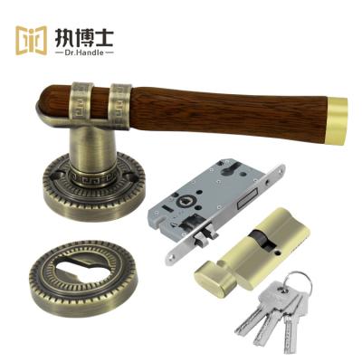 China Best Selling Dr.Handle Chinese Style Soild Wood Interior Door Die Casting Lever Black Easy Selling Door Handle for sale