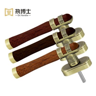 China Easy Installion Square Axle Wood Handle Light Walnut Color Casement Handle Window Accessories Window Pull Handle for sale