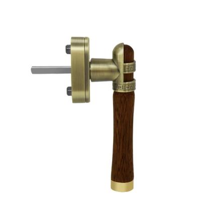 China Modern Combine African Mahogany Wood and Brass Window Handle for Interior Wooden Window Locks for sale