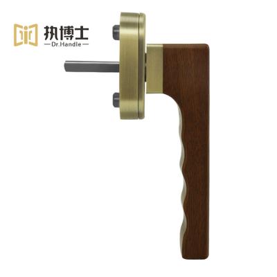 China Easy Installion Dr.Handle Pull Door Handle Light Walnut Color Square Axis Window Handle To Build Wooden Style for sale