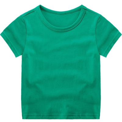 China 2021 Wholesale High Quality 100% Anti-Shrink O-Neck Cotton T-shirt Kids White Anti-Shrink T-Shirt Boys Short Sleeve Plain T-shirt Kids for sale