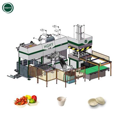 China Factory Hghy Eco-Friendly Biodegradable Fast Food Palm High Speed ​​Paper Plate Making Machine Pulp Molding Forming Machine for sale