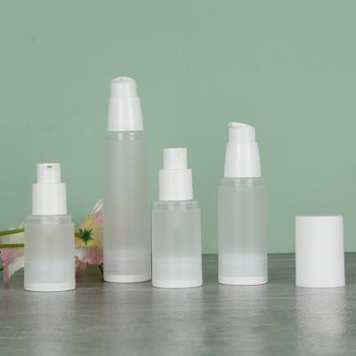 China 15ml 20ml 30ml 50ml Clear Empty Cosmetic Matte Airless Plastic Spray Pump Bottle Empty Bottle With White Lid for sale