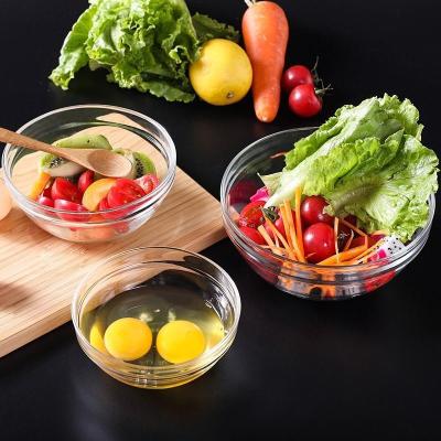 China Whosale Disposable 17cm Heat Resistant Transparent Glass Bowl Mixing Bowl Tempered Stackable Salad Bowl Accept Logo for sale