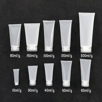 China Cosmetics in the empty clear tube 10g 30g 40g 50g 80g 100g 200g cosmetics tube face stocks soft matte transparent hand cream remover cream for sale