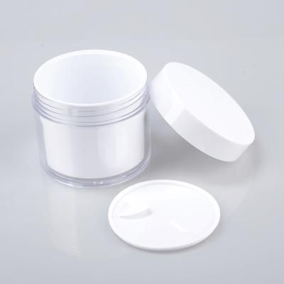 China Acrylic White Double Wall Mask Jar 200g Cream Skin Care Cream Cosmetics Empty Moving Facial Container for sale