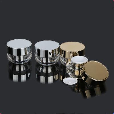 China Double wall 15g cosmetic cream jar luxury crystal acrylic plastic skin care cream in stock for sale