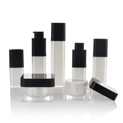 China Personal Care Cosmetics Bottle Set 15ml 30ml 50ml Acrylic Rotary Quadrangular Quadrangular Jar 30g 50g for sale