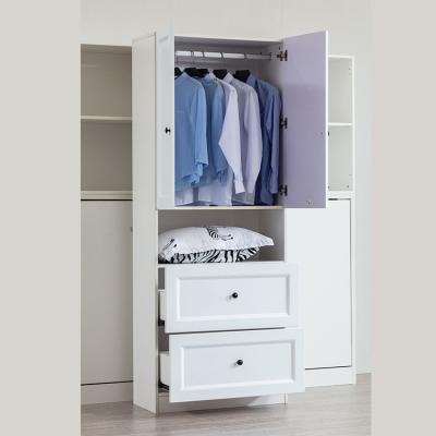 China High Quality Customizable Style Foldable Modern White Large Capactity Wooden Home Wardrobe With Drawers for sale