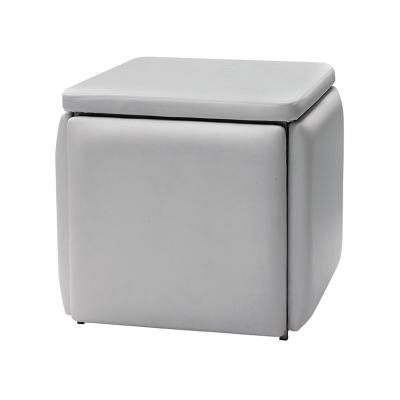 China Foldable In Stock Home Furniture Space Saving Cube Leather Ottoman Stool for sale