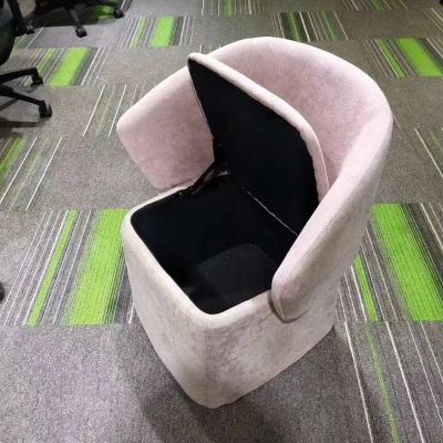 China Foldable Meeting room furniture Color optional fabric single seat round folding small chairs with storage function for sale