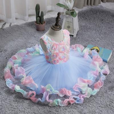 China Princess Pretty Dress Children's Dress Washable Flower Dress Soft Fluffy Children's Sleeveless Skirt For 3 Years Boutique Stain for sale