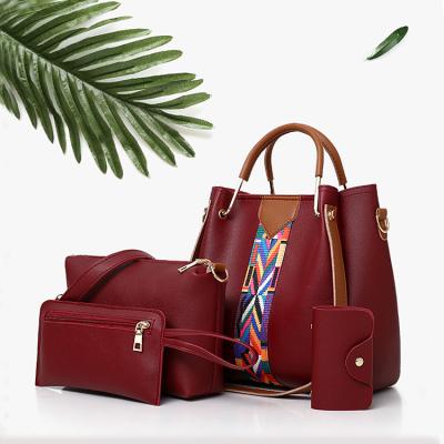 China Wholesale 4pcs/set Waterproof Ladies PU Leather Handbag Set Cheap Price Low MOQ Women Shoulder Bags Fashionable Set for sale