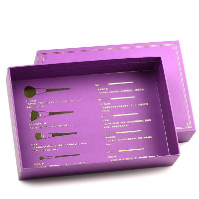 China Recyclable Custom Purple Cardboard Beauty Equipment Makeup Brush Set Gift Box for sale