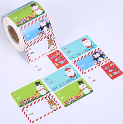 China Custom Free Design Christmas Waterproof Adhesive Die Cut Stickers With Logo For Gift Wrapping Sticker Label for sale