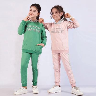 China Other 2 Piece OEM Custom 3D Embroidery Kids Sweatsuits Kids Clothes Set Girls 8-12 Years Kids Hoodies and Pantsuits for sale