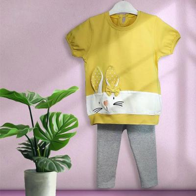 China Other Custom Made 2 Pieces OEM 3D Embroidery Summer Sweatsuits Girls 8-12 Years Kids Clothing Set for sale