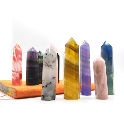 China China 7-10Cm Wholesale Lazulite Crystal Tower Rose Quartz Tiger Eye Lapis Crystal Point Agate Tower - Howlite Labradorite for sale