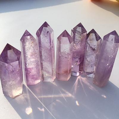 China Crystal Towers Good Price Crystal 4-10Cm Brazil Amethyst Tower Point Bulk Assorted Point Back Rhinestone Large for sale