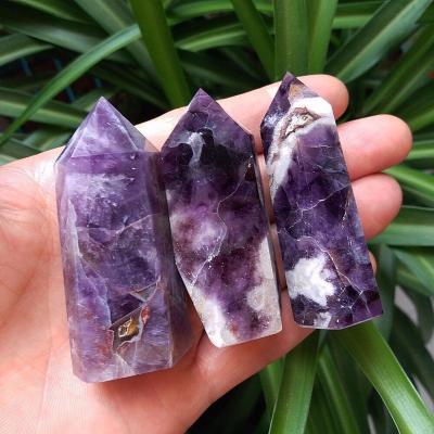 China Wholesale High Quality Point Tower Crystal Wand Good Price Crystal Healing Tower 4-10Cm Dreamy Rhinestone Amethyst Crystal Back Large for sale