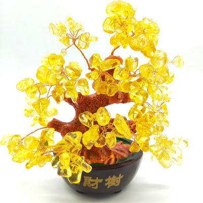 China China Crystal Lucky Fortune Money Tree Ornaments citrine wholesale Crystal Trees Ornament For Decoration for sale