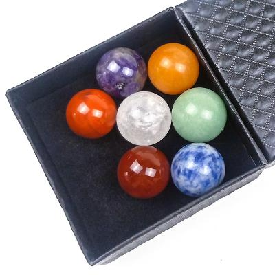 China Wholesale Europe 20mm Gems Ball Natural Stone Spheres Set Healing 7 Chakra Mini Spheres Gifts Set For for sale