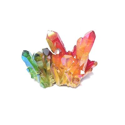 China 2021 Europe Hot Selling Quartz Stone Healing 10cm Aura Colorful Crystal Cluster Natural For Home Decoration for sale