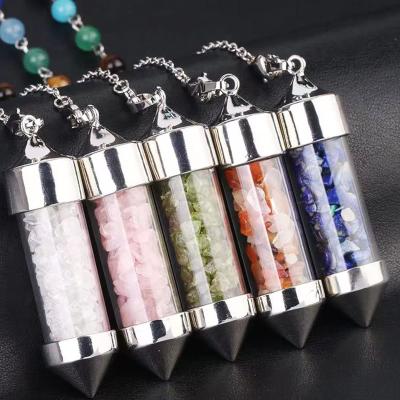 China Modern Healing Crystal Necklace Pendulum Natural Quartz Ball Gravel Crystal Stone Pendant China for sale