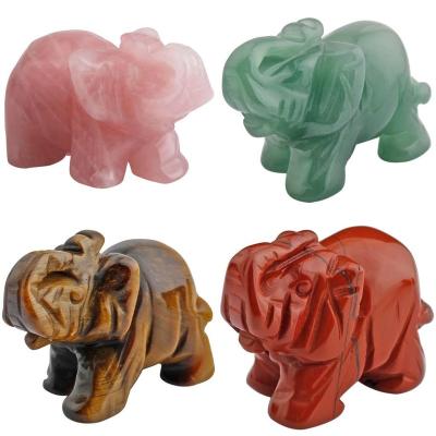 China Europe 1.5Inch Natural Crystal Elephant - Polished Grass Cut Moss Cherry Blossom Agate Water Elephant for sale