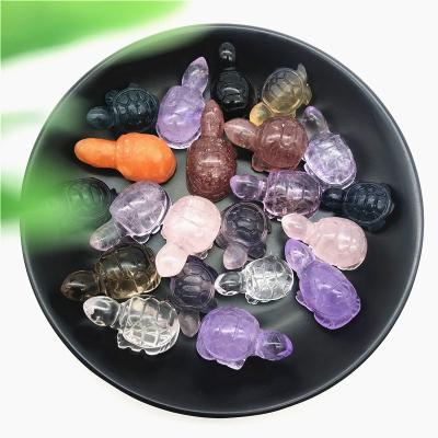 China China 1.5inch Wholesale Mini Crystal Carving Sea Turtle in Bulk - Small Crystal Jade Gemstone Tortoise Natural Healing for sale