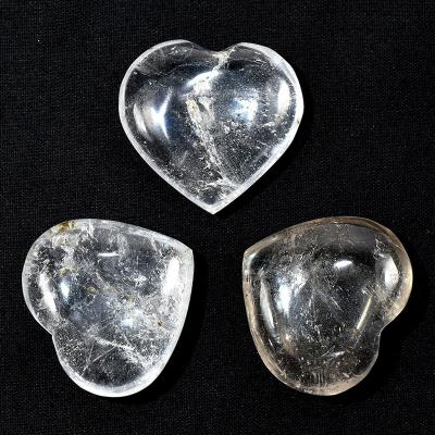 China Europe Wholesale Natural Clear Quartz Heart 2-2.5-3CM Crystal Heart Carved Homemade For Gift for sale