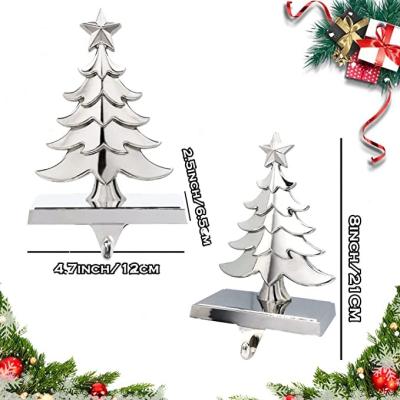 China Popular Christmas Gift Christmas Ornaments Silver Tree Stocking Rack Christmas Decorations for sale