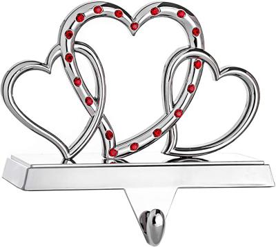 China Popular Christmas Gift Heart Christmas Stocking Hanger for Mantel - Triple Heart Stocking Holder for Mantle for sale