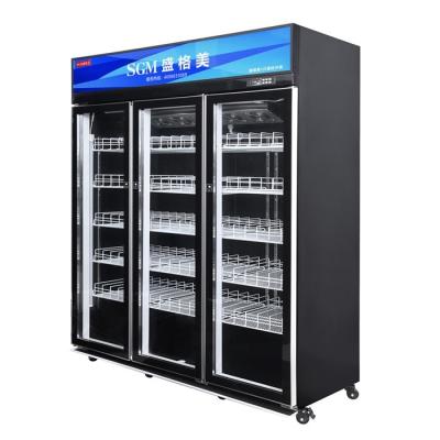 China Custom 1380L Glass Door Beverage Refrigerator Cooler Tricolour Light for sale