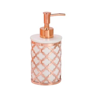 China 2022 Viable Hotel Rose Gold Metal Ceramic With White Bathroom Accessories For Home for sale