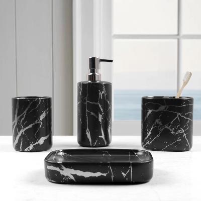 China Sustainable Modern Black Marble Color In Classic Style Bathroom Set Accessories for sale