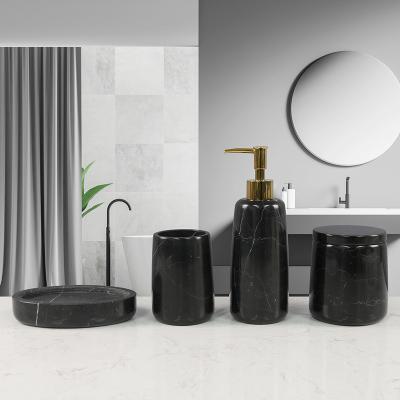 China Sustainable New Style High Grade White Bathroom Sets Real Marble 4 Piece Accessories Washroom Accessories for sale