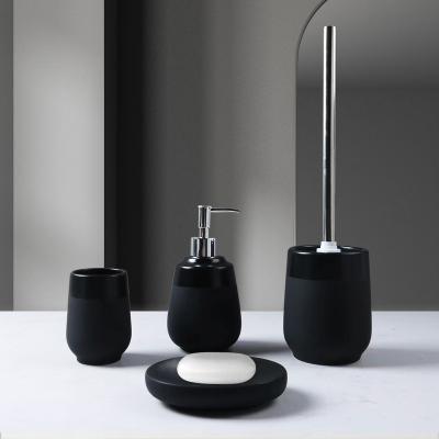 China Sustainable Modern Ceramic With Black Color Bathroom Accessories Set For Home Hotel Bathroom for sale