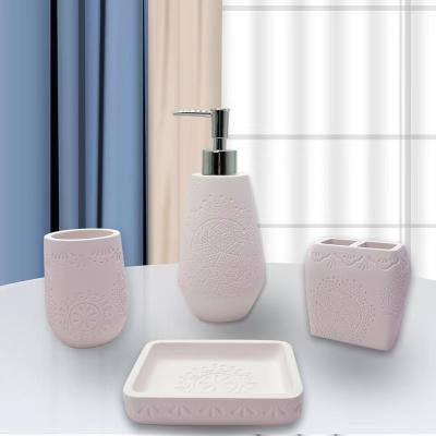 China Quietly Sustainable Elegant Style Bathroom Sets Macaron To Color Diato Bathroom Set Of 4 Piece Accessories for sale